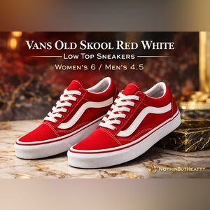 Vans Old Skool Red White Low Top Sneakers US Women’s 6 / Men’s 4.5